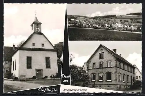 AK Epplingen in Baden, Kirche, Ortspanorama