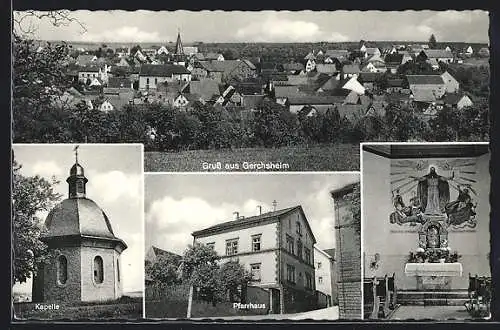 AK Gerchsheim, Pfarrhaus, Kapelle, Ortsansicht