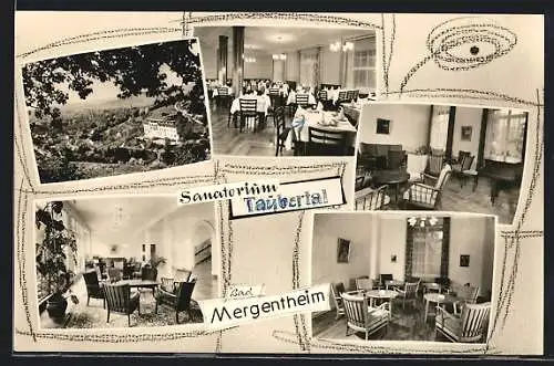 AK Bad Mergentheim, Sanatorium Taubertal, Innenansichten, aus der Vogelschau