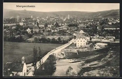 AK Bad Mergentheim, Teilansicht mit Brücke aus der Vogelschau