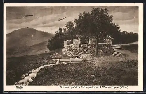 AK Wasserkuppe / Rhön, neugefasste Fuldaquelle mit Wasserkuppe