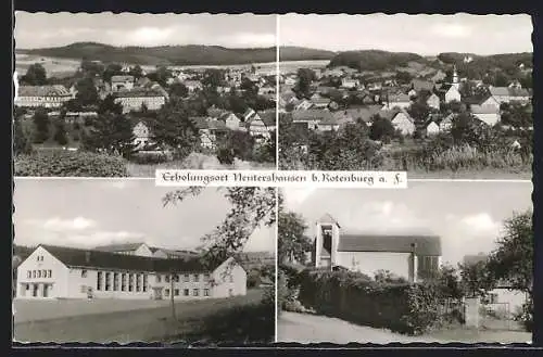 AK Nentershausen b. Rotenburg, Ortsansicht aus der Vogelschau und Strassenpartie