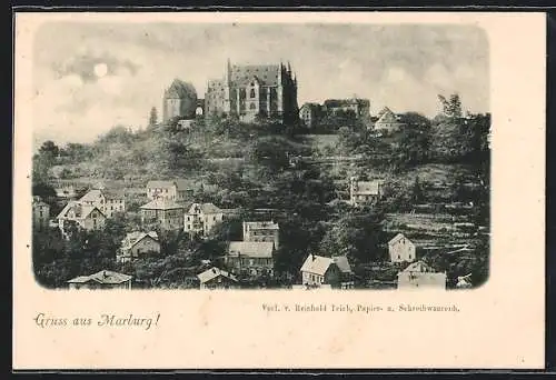 AK Marburg, Ortsansicht mit Burg