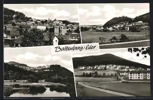 AK Battenberg / Eder, Panorama aus vier Blickwinkeln