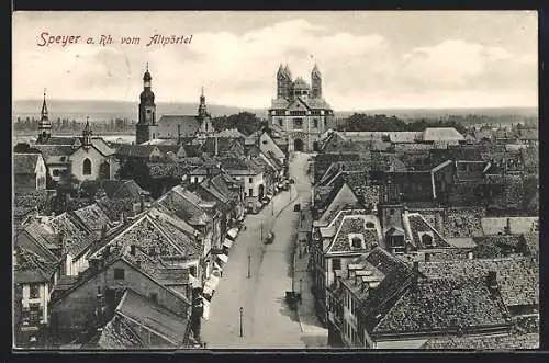 AK Speyer, Blick zum Ort vom Altpörtel