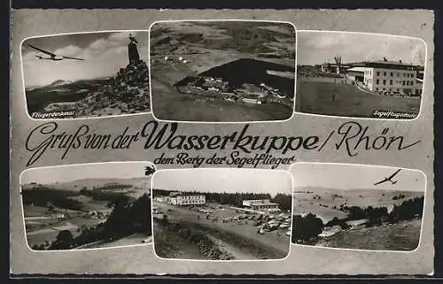 AK Wasserkuppe /Rhön, Fliegerdenkmal und Segelflugschule