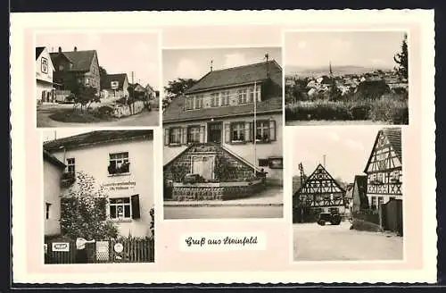 AK Steinfeld / Main, Ortsansicht, Gemischtwarenhandlung Otto Wiessman, Ortspartie mit Traktor