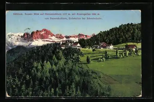 AK Bozen, Bauernkohlern mit Blick auf Herrenkohlern und Rosengarten