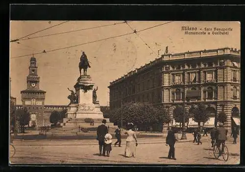 AK Milano, Foro Bonaparte, Monumento a Garibaldi