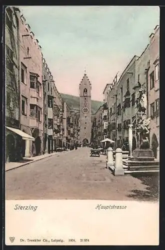 AK Sterzing, Hauptstrasse mit Blick zum Turm