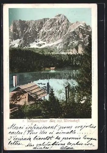 AK Tarvis, Weissenfelser See mit Gasthaus