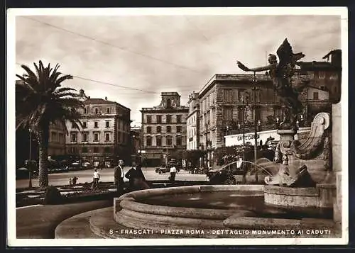 AK Frascati, Piazza Roma, Dettaglio Monumento ai Daduti