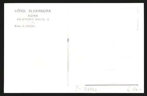 Künstler-AK Roma, Hotel Alexandra, Via Vittorio Veneto 18