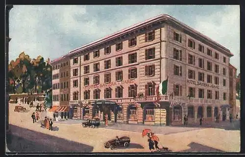 Künstler-AK Milan, Hotel Baviera et de la Gare, Rue P. Castaldi 7