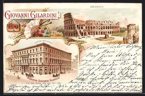 Lithographie Roma, Palazzo Marignoli, Colosseo