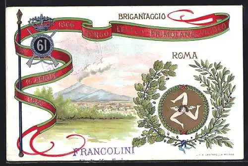 Künstler-AK Roma, Borgo Levico-Primolano-Vigolo 1861, Infanterie-Regiment 61, Panorama