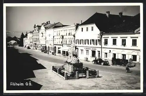 AK Altheim, Marktplatz mit Geschäften