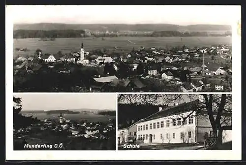 AK Munderfing, Schule, Panorama, Blick vom Berg