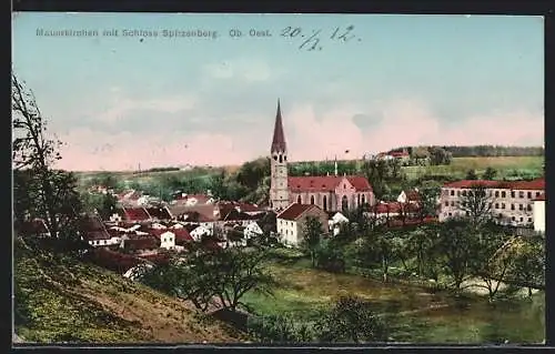 AK Mauerkirchen, Ortsansicht mit Schloss Spitzenberg