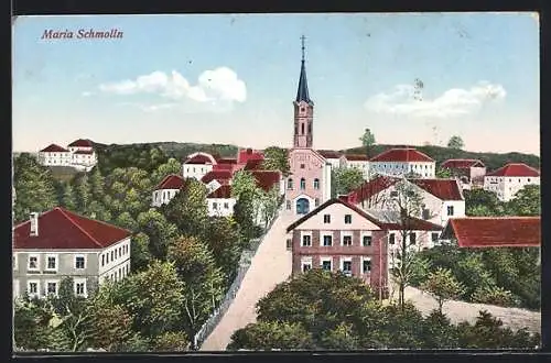 AK Maria Schmolln, Ortsansicht mit der zentralen Kirche
