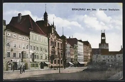 AK Braunau am Inn, Strassenpartie am Oberen Stadtplatz