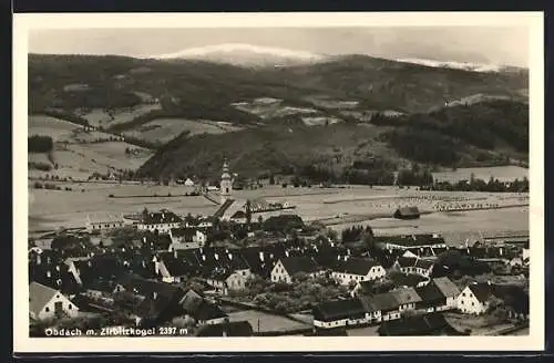 AK Obdach, Ortsansicht mit Zirbitzkogel