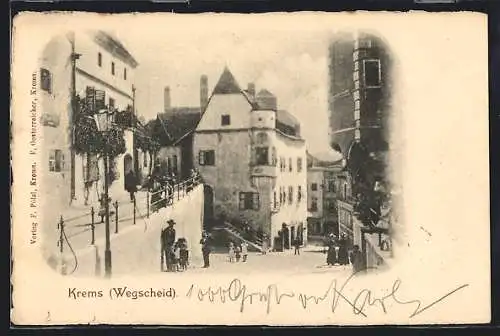 AK Krems /Donau, Wegscheid, Strassenpartie mit Fussgängern