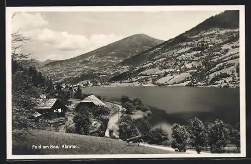 AK Feld am See /Kärnten, Teilansicht mit Uferstrasse