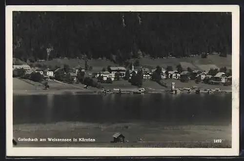 AK Weissensee /Kärnten, Blick auf Gatschach am Weissensee