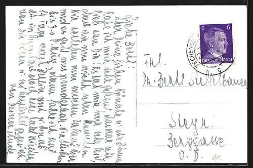 AK Techendorf am Weissensee, Ortsansicht mit Segelboot