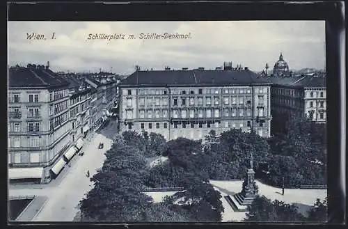 AK Wien, Schillerplatz mit Schiller-Denkmal