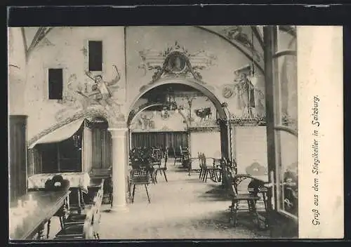 AK Salzburg, Gasthaus Stieglkeller, Gaststube um 1900