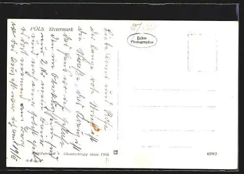 AK Pöls /Steiermark, Ortsansicht mit Berghintergrund