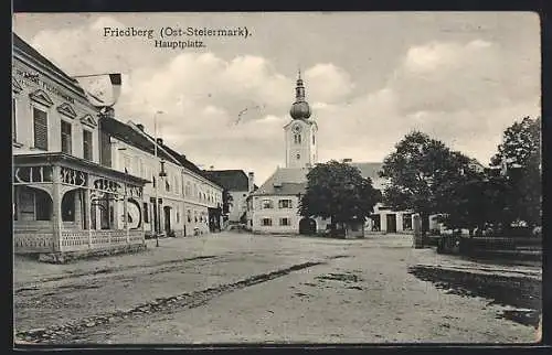 AK Friedberg /Ost-Steiermark, Hauptplatz mit Kirche