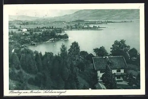 AK Plomberg am Mondsee, Totalansicht aus der Vogelschau