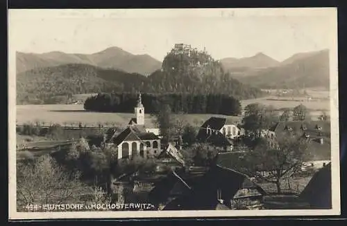 AK Launsdorf, Ortsansicht mit Kirche und Hochosterwitz