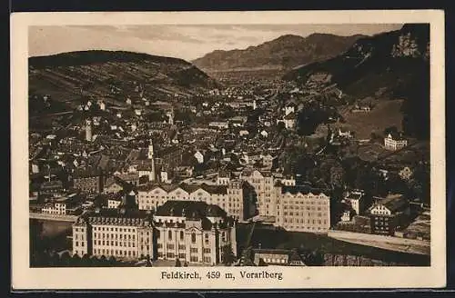 AK Feldkirch /Vorarlberg, Teilansicht mit Bergen