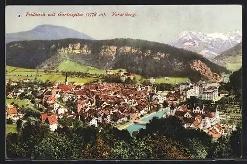 AK Feldkirch, Totalansicht mit Gurtisspitze