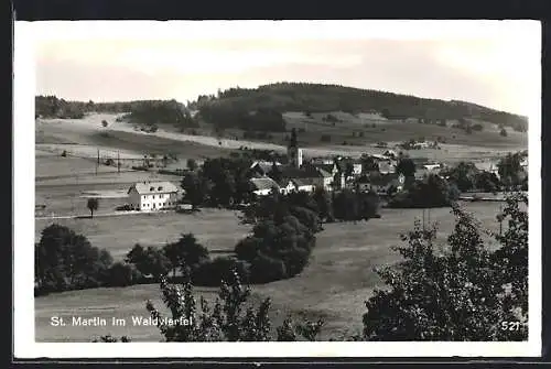 AK St. Martin im Waldviertel, Teilansicht mit Kirche