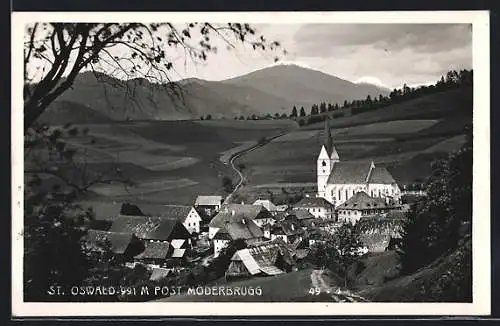 AK St. Oswald-Möderbrugg, St. Oswald mit der Kirche