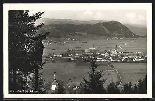 AK Weisskirchen in Steiermark, Totalansicht aus der Vogelschau