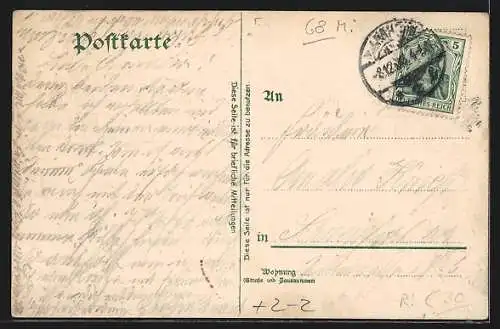 AK Mannheim, Kaiserring mit Bismarckdenkmal, versch. Briefmarken