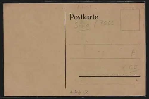 Künstler-AK Ettlingen, Abitur Seminar VIB, 1913, Allegorische Figur mit Ehrenkränzen, Pfeife, Bücher