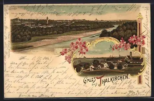 Lithographie München-Thalkirchen, zwei Panoramas