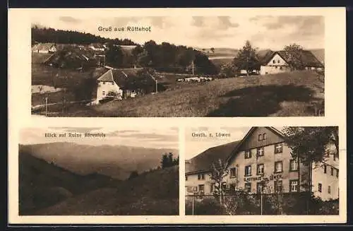 AK Rüttehof, Gasthaus zum Löwen M. Hierholzer, Ruine Bärenfels, Totalansicht