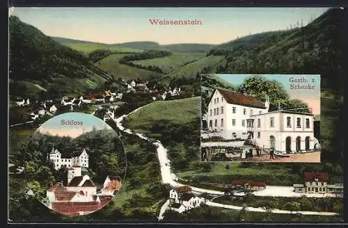 AK Weissenstein / Württemberg, Gasthaus z. Schenke, Schloss, Gesamtansicht