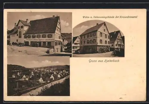 AK Haiterbach, Bierbrauerei und Gasthaus Zur Krone v. Julius Oesterle, Wohn- u. Oekonomiegebäude der Kronenbrauerei