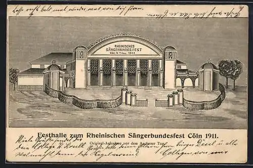 AK Cöln, Die Festhalle zum Rheinischen Sängerbundfest 1911