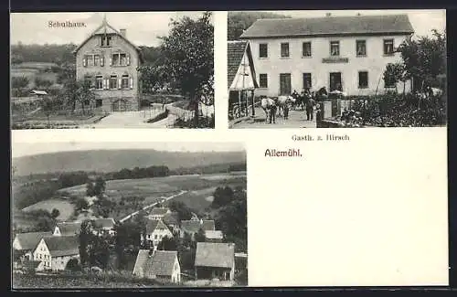 AK Allemühl, Gasthaus zum Hirsch, Schulhaus, Teilansicht