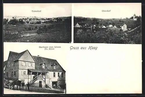 AK Haag / Odenwald, Gasthaus zum Löwen, Unterdorf, Oberdorf